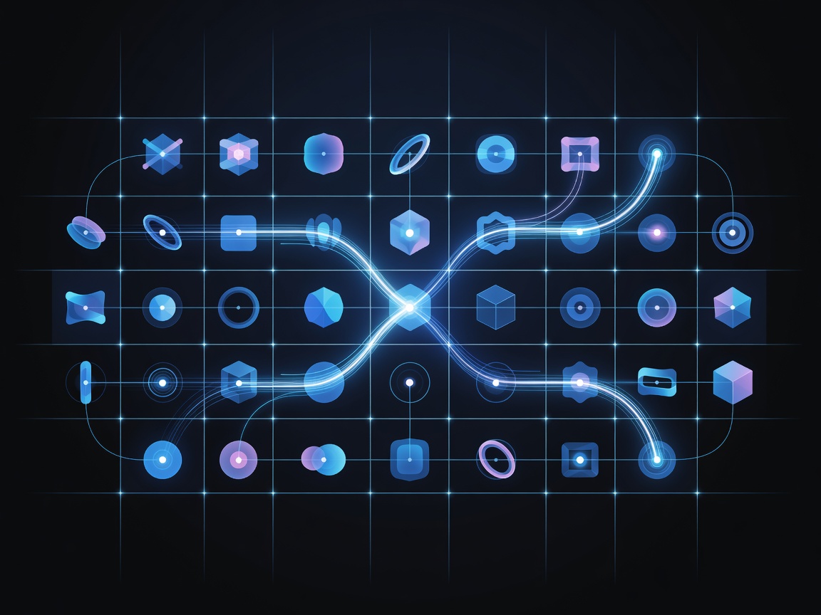 Digital workflow grid representing business process automation