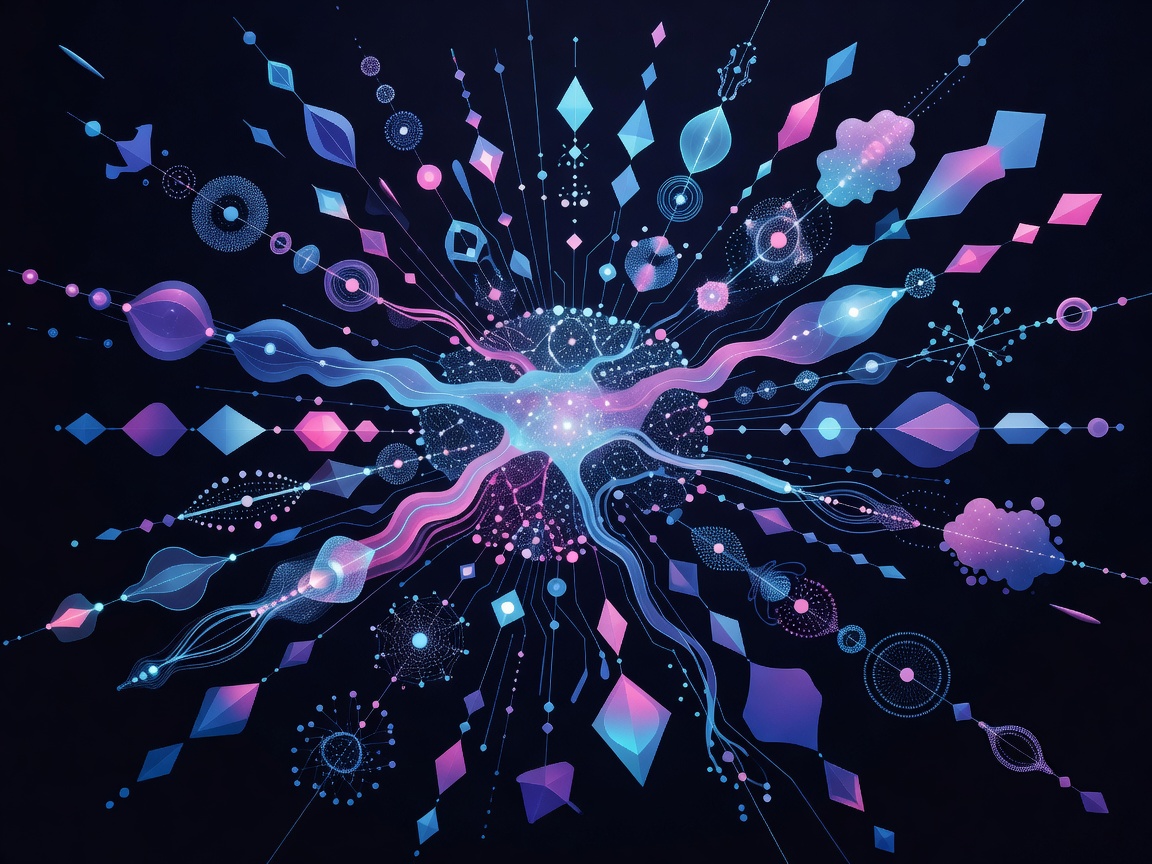 Futuristic interface shapes representing emerging business AI tools